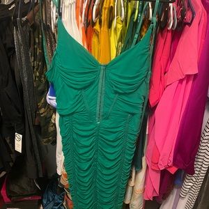 Green ruched party dress for sale never been worn, from a online boutique